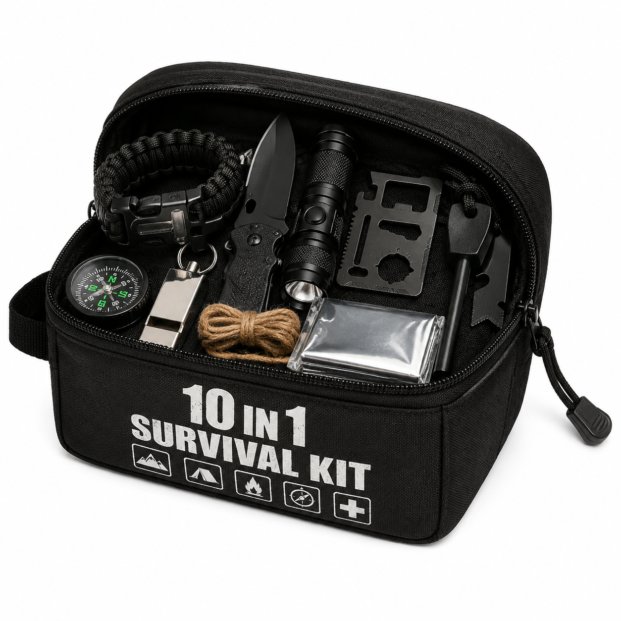 10-in-1 Survival Kit – Compact Emergency Gear Set for Outdoor Adventures
