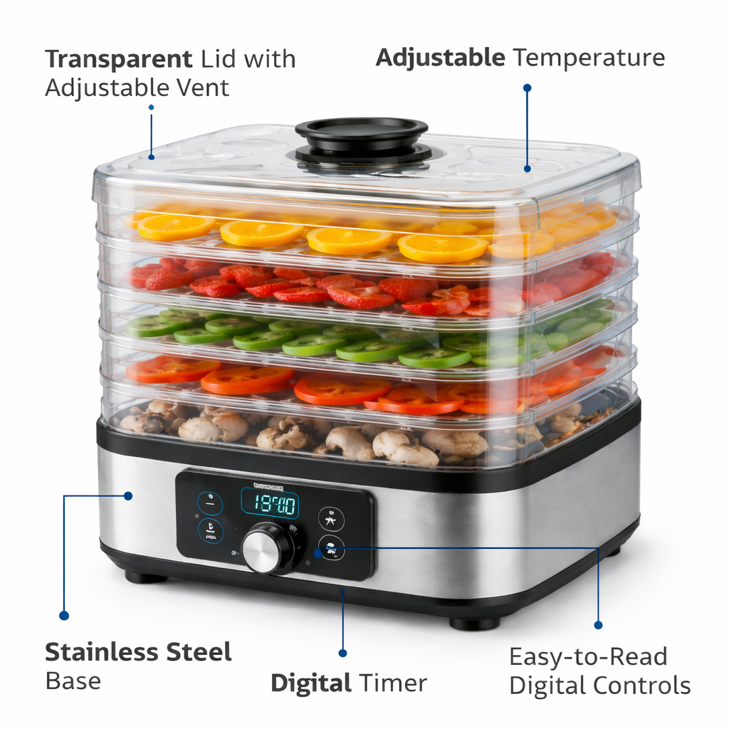 PureDry PrismStack Transparent Tray Dehydrator