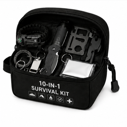 10-in-1 Survival Kit – Compact Emergency Gear Set for Outdoor Adventures
